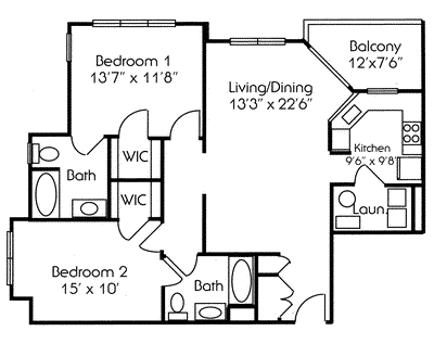 2 beds, 2 baths, 1,069 sqft, $3,766, Unit 6111