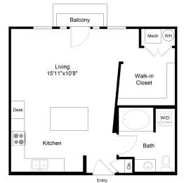 Studio, 1 bath, 548 sqft, $1,465