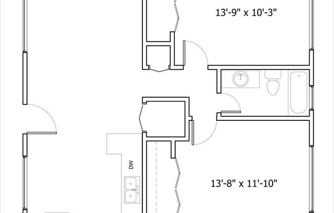 2 beds, 1 bath, 775 sqft, $1,900, Unit 107