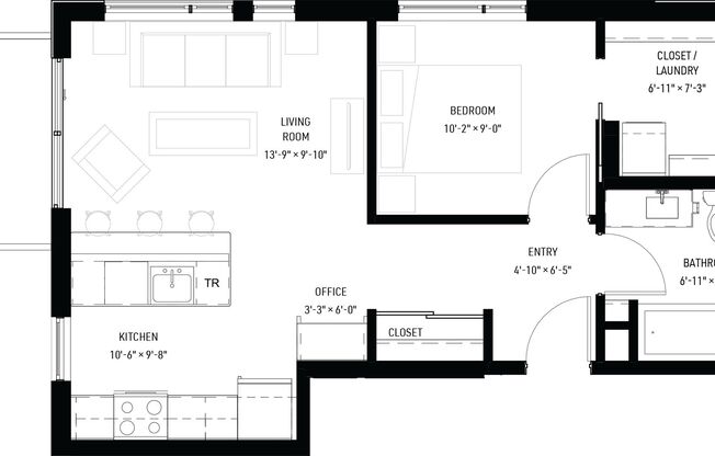 1 bed, 1 bath, 695 sqft, $1,384, Unit W219