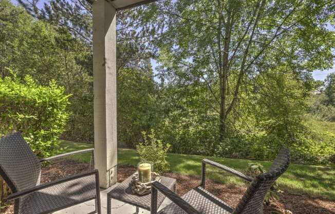 Apartments Beaverton OR - Cedar Crest - Outdoor Patio Looking Out at Views of Nature