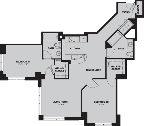 2 beds, 2 baths, 1,228 sqft, $3,427, Unit 510