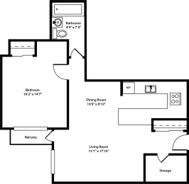 1 bed, 1 bath, 624 sqft, $1,498