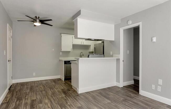 Living Area With Kitchen at Casa Alberta Apartments, Sunnyvale, 94087