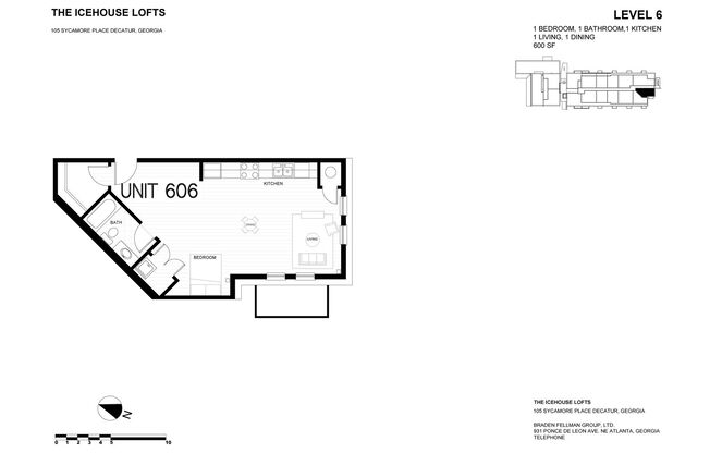 Studio, 1 bath, 600 sqft, $1,450, Unit A-606