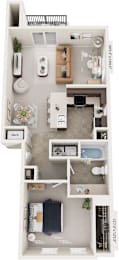 1 bed, 1 bath, 842 sqft, $1,340