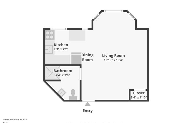 Studio, 1 bath, 375 sqft, $1,425, Unit 209