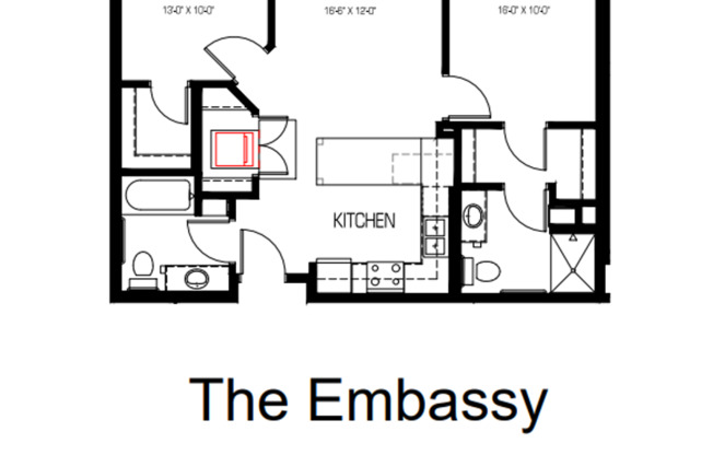 2 beds, 2 baths, 918 sqft, $1,915, Unit 204 - Embassy