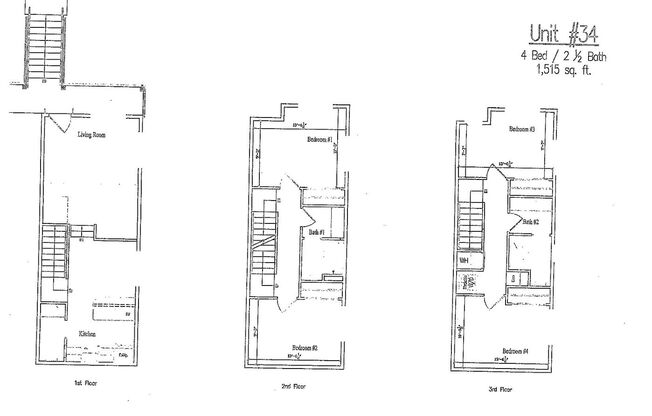 4 beds, 2.5 baths, 1,515 sqft, $3,600, Unit 34