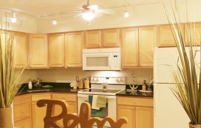 Kitchen with cabinets at Summit Terrace Apartment, South Portland, ME