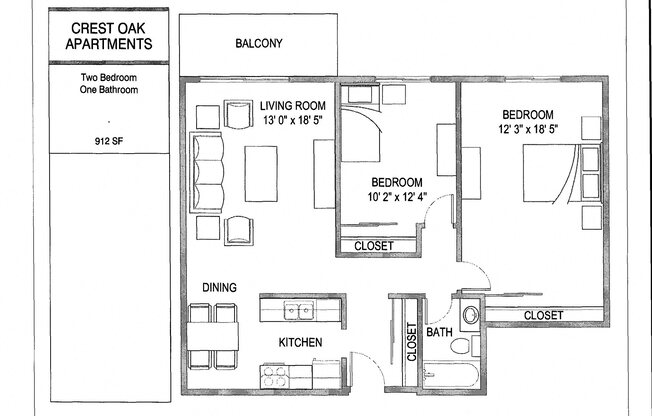 2 beds, 1 bath, 850 sqft, $1,210