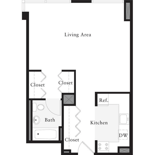 Studio, 1 bath, 534 sqft, $3,753, Unit 0414