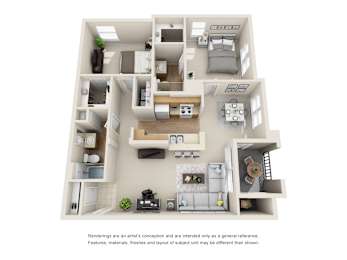 2 beds, 2 baths, 1,107 sqft, $1,699