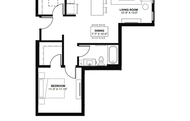 1 bed, 1 bath, 718 sqft, $1,825, Unit The Rec #218