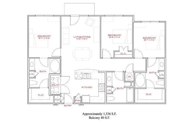 3 beds, 3 baths, 1,336 sqft, $635, Unit 3x3