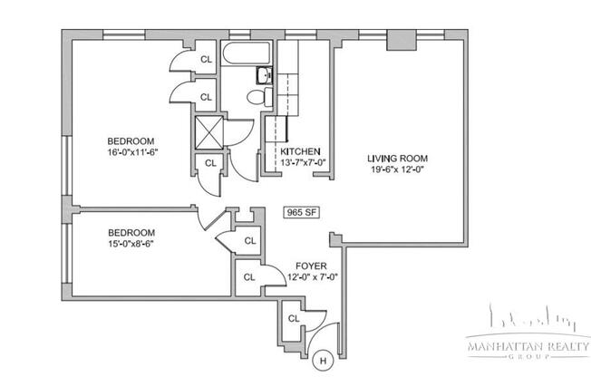 2 beds, 1 bath, $6,550, Unit 7H
