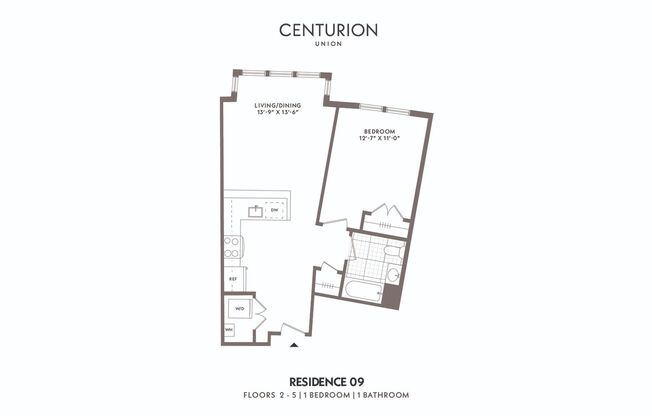 1 bed, 1 bath, 628 sqft, $2,319, Unit Residence 309