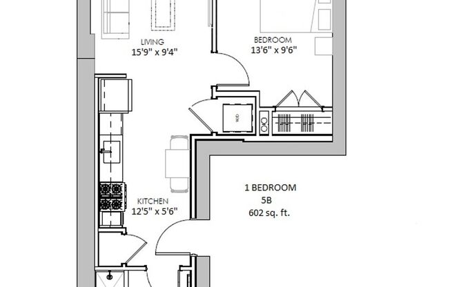 1 bed, 1 bath, 602 sqft, $1,775, Unit 502