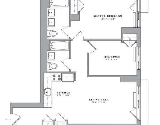 2 beds, 2 baths, 905 sqft, $4,212, Unit 5H