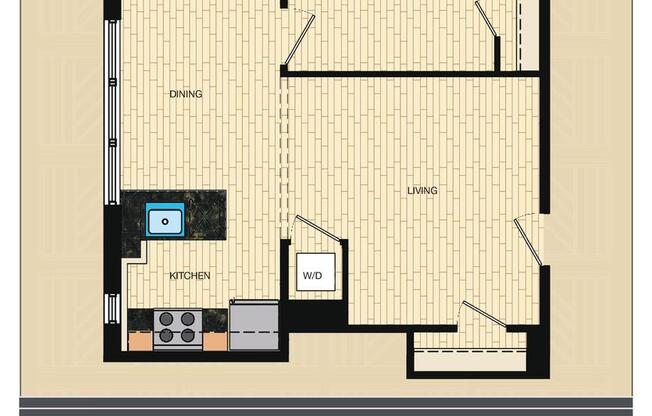1 bed, 1 bath, 505 sqft, $2,555, Unit 912