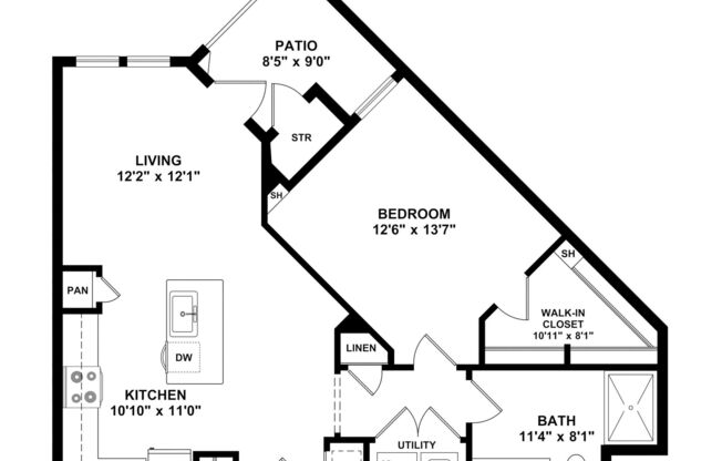 1 bed, 1 bath, 754 sqft, $485
