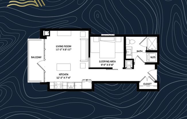 Studio, 1 bath, 522 sqft, $1,790, Unit #202