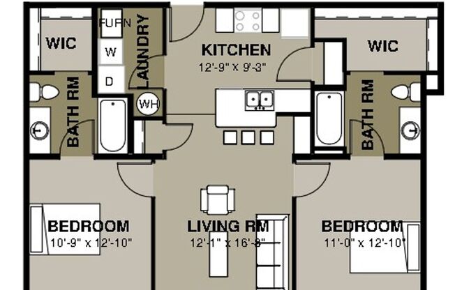 2 beds, 2 baths, 1,000 sqft, $1,400