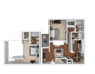 1 bed, 2 baths, 1,123 sqft, $1,813