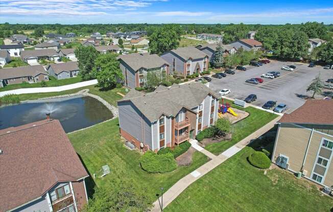 Aerial Exterior View at Whitcomb Terrace Apartments, Merrillville, IN, 46410
