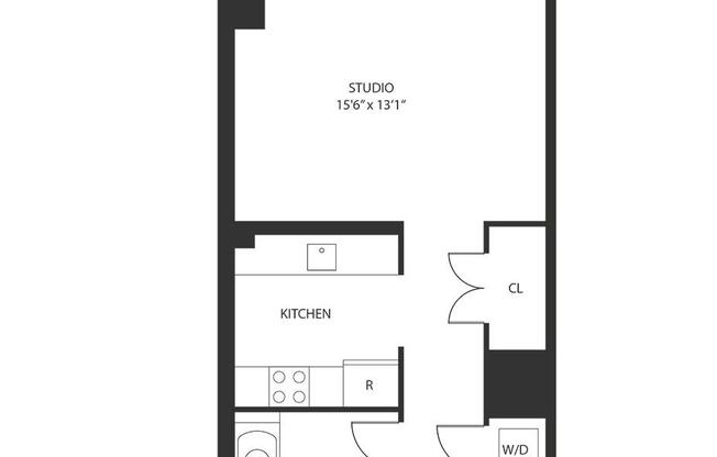 Studio, 1 bath, 502 sqft, $3,350, Unit 2-I