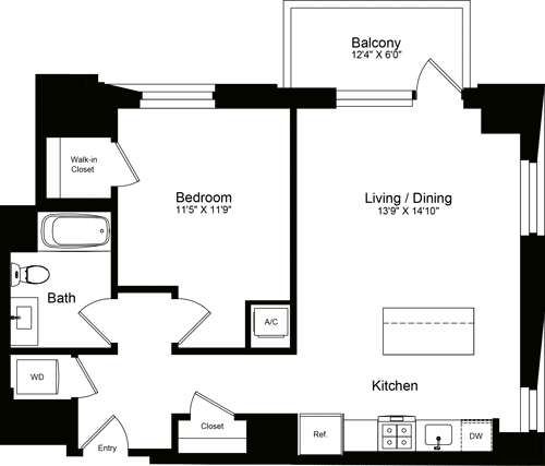 1 bed, 1 bath, 797 sqft, $4,148, Unit 403
