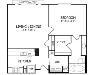 1 bed, 1 bath, 804 sqft, $1,407