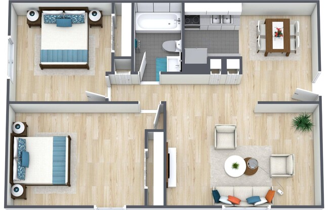 2 beds, 1 bath, 950 sqft, $1,245