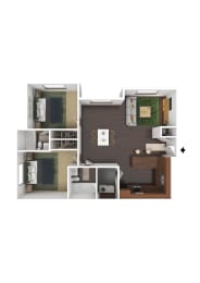 2 beds, 2 baths, 1,122 sqft, $1,637