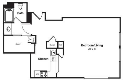 Studio, 1 bath, 730 sqft, $1,965