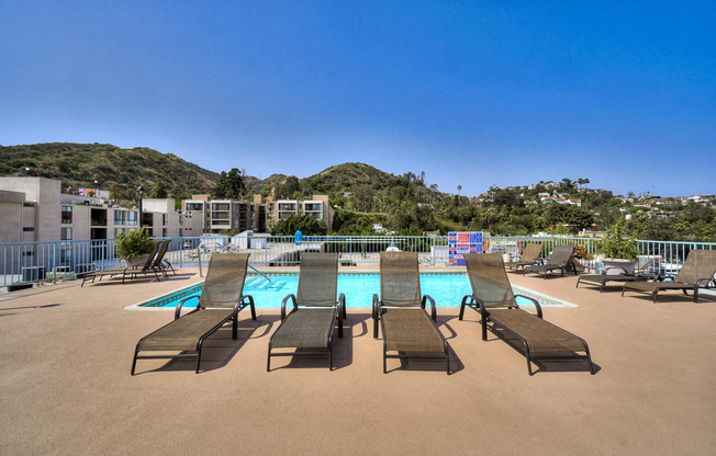 Pool Seating at La Vista Terrace, Hollywood, 90046