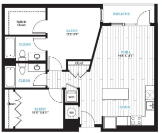 2 beds, 2 baths, 944 sqft, $2,336