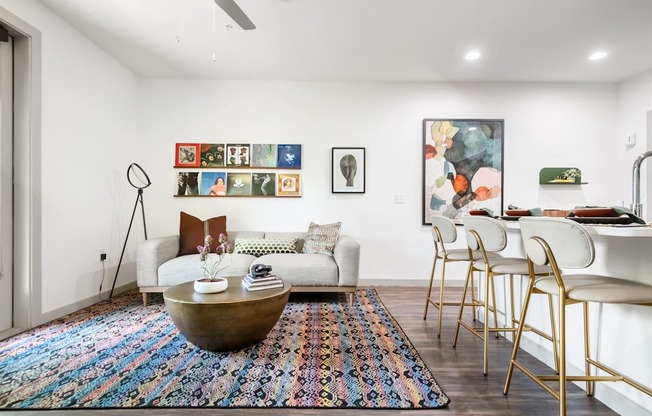 Vibrant Living Room with Open Kitchen