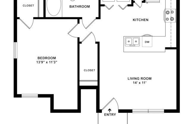 1 bed, 1 bath, 661 sqft, $1,075