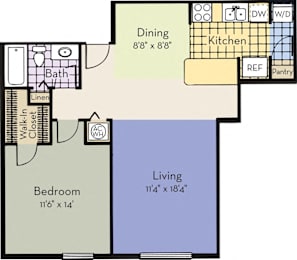 1 bed, 1 bath, 840 sqft, $1,274