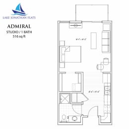 Studio, 1 bath, 516 sqft, $1,385