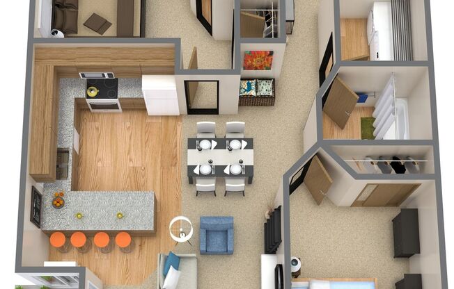 2 beds, 2 baths, 1,039 sqft, $1,595, Unit 3100