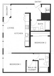 2 beds, 2 baths, 854 sqft, $3,429