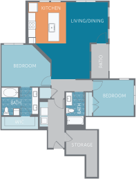 2 beds, 2 baths, 1,375 sqft, $2,925