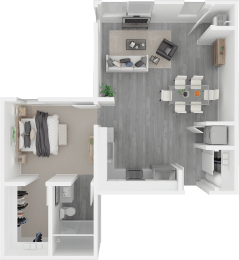 1 bed, 1 bath, 645 sqft, $1,543