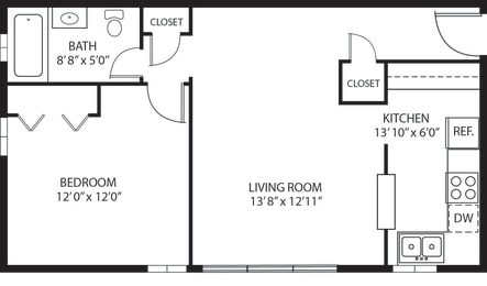 1 bed, 1 bath, 550 sqft, $1,140