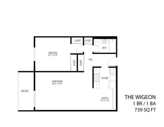 1 bed, 1 bath, 739 sqft, $1,380