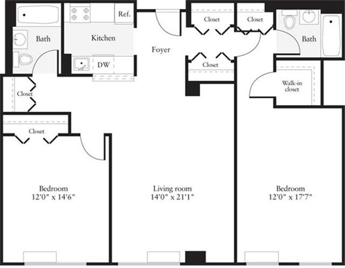 2 beds, 2 baths, 1,117 sqft, $5,131, Unit 0427