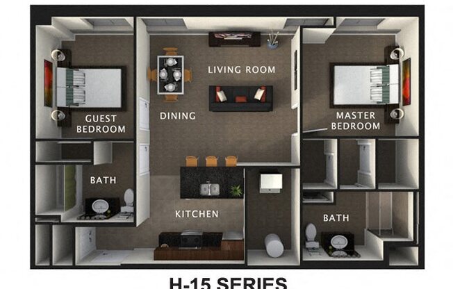 2 beds, 2 baths, 1,400 sqft, $1,846