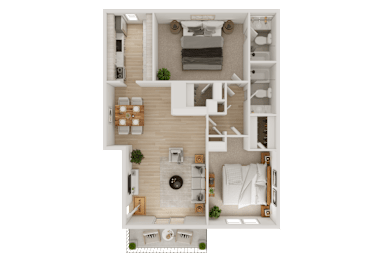 2 beds, 2 baths, 1,060 sqft, $1,162